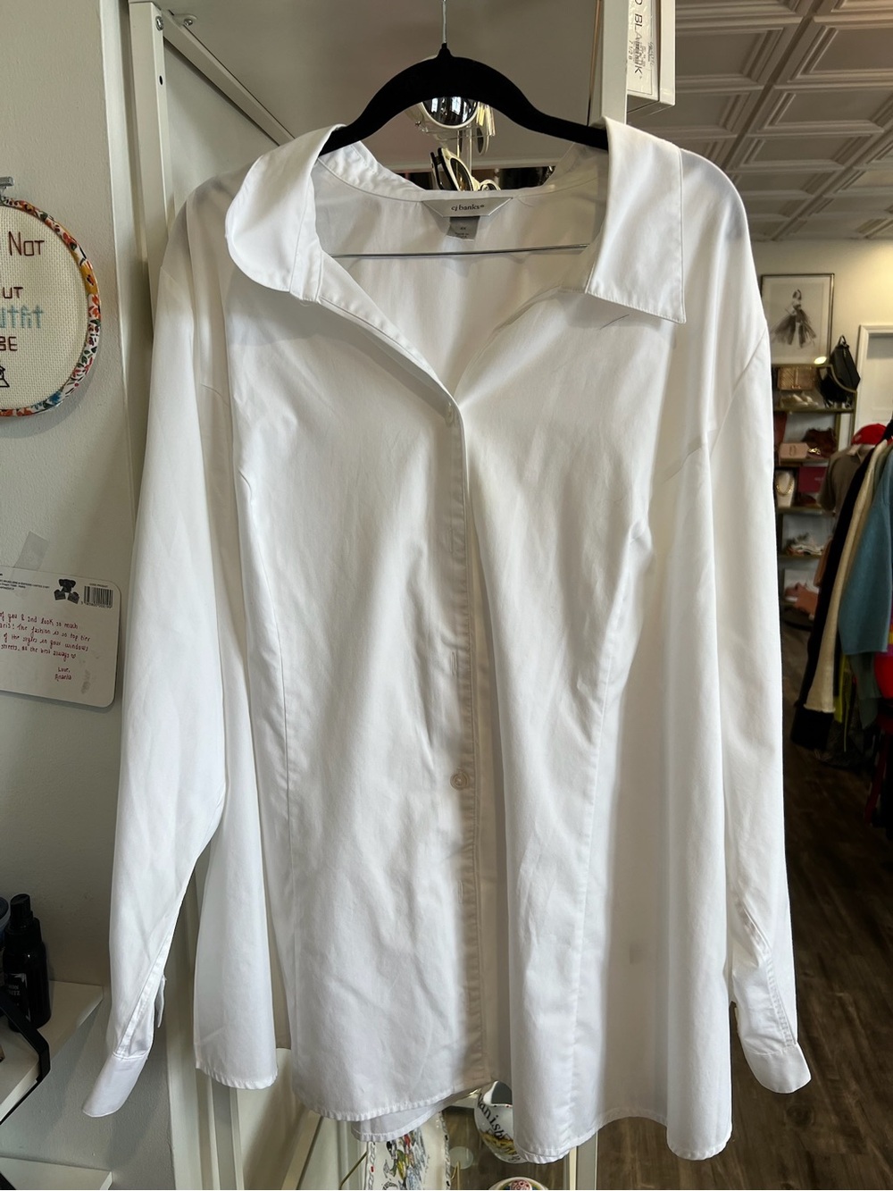 CJ Banks White Button-Down Shirt